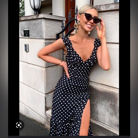 Midi black spot dress - US Size 8-10 - Picture 2 of 3